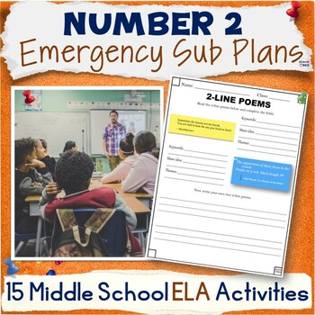Preview of Emergency Sub Plans Middle School ELA Substitute Teacher Activities - Number 2