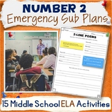 Emergency Sub Plans Middle School ELA Substitute Teacher A