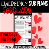 Emergency Sub Plans No Prep February for 3rd and 4th Grade