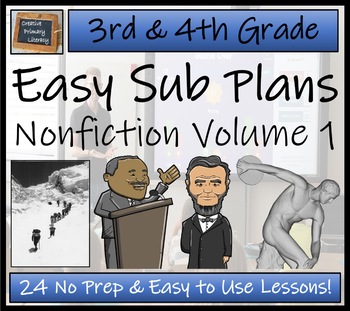 Preview of Emergency Sub Plans | Non-Fiction Volume One | | 3rd Grade & 4th Grade