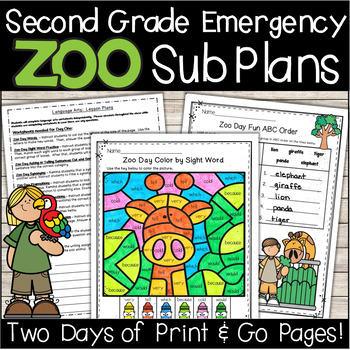 Preview of Emergency Sub Plans-Second Grade Zoo Day