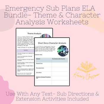 Preview of Emergency Sub Plans Secondary ELA| Character & Theme Analysis w/ Any Book