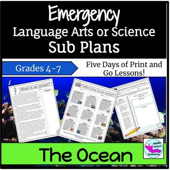 Preview of Emergency Sub Plans:  The Ocean ELA or Science Print and Go Packet
