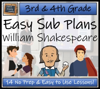 Preview of Emergency Sub Plans | William Shakespeare Bundle | 3rd Grade & 4th Grade