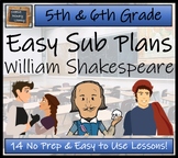 Emergency Sub Plans | William Shakespeare Bundle | 5th Gra