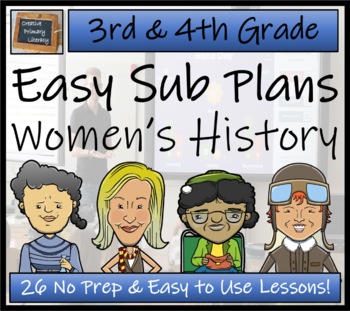 Preview of Emergency Sub Plans | Womens History Bundle | 3rd Grade & 4th Grade