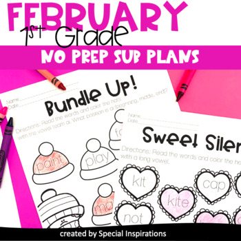 Preview of Emergency Sub Plans for 1st Grade (February)