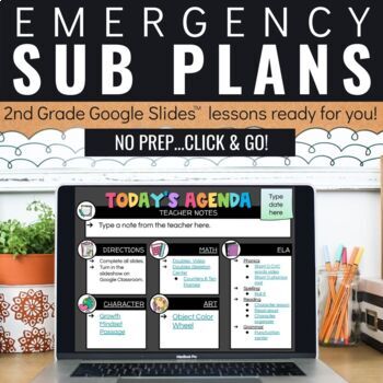 Preview of Emergency Sub Plans for 2nd Grade - Digital Substitute Plans - Digital Resources
