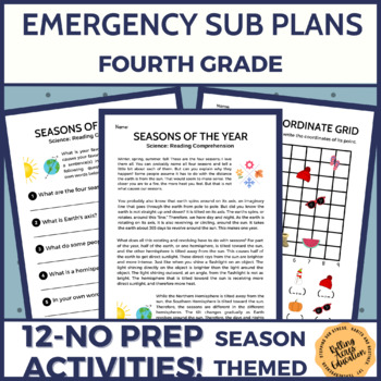 Preview of Emergency Sub Plans for 4th Grade All Subjects