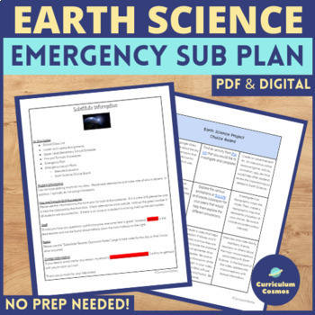 Preview of Emergency Sub Plans for Earth Science with Choice Board