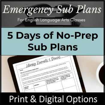 Preview of Emergency Sub Plans for English Language Arts Classes in High School