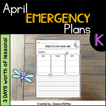 Preview of Emergency Sub Plans for Kindergarten | April