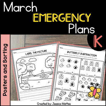 Preview of Emergency Sub Plans for Kindergarten | MARCH