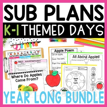 Preview of Emergency Sub Plans for Kindergarten or First Grade - Sub Tub or Binder