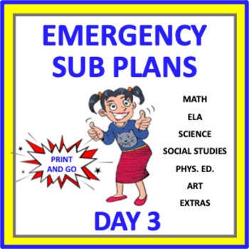Preview of Emergency Sub Plans for Middle School: Day 3