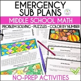 Emergency Math Sub Plans for Middle School: Coloring, Prob