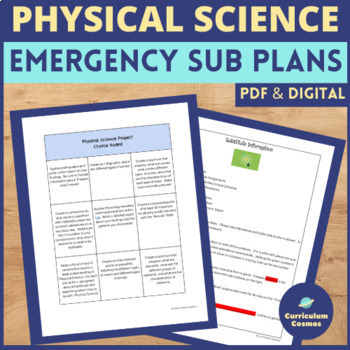 Preview of Emergency Sub Plans for Physical Science with Choice Board for Middle School