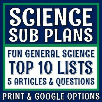 Preview of Emergency General Science Sub Plans for Science FUN Top 10 Lists of Science