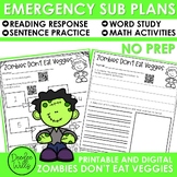 Emergency Sub Plans Kindergarten and First Grade Zombies D