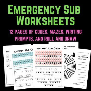 Preview of Emergency Sub Worksheets - Substitute Teacher - Ginger Garden