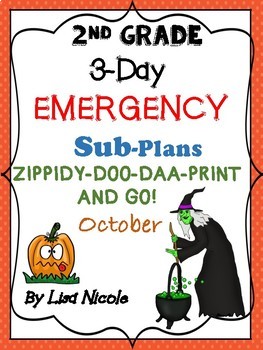 Preview of Substitute Lesson Plans 2nd Grade October (3-Days)