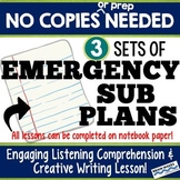 Emergency Substitute Plans, 3 SETS!, No copies, Listening 