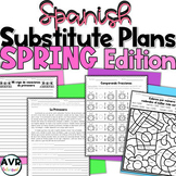 Emergency Sub Plans 3rd Grade Spring Primavera Spanish | Editable