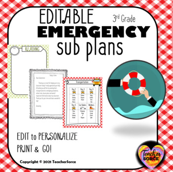 Preview of Emergency Substitute Plans Template and Editable Sub Folder