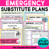 Emergency Sub Plans 4th 5th Grade Animal Hero FULL DAY No 