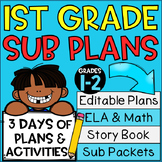 1st Grade Sub Plans (3 day pack with printable book!)