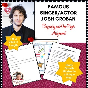 Preview of Emergency Substitute Theatre Lesson Josh Groban Biography | One Pager Assignment