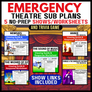Preview of Emergency Theatre Sub Plans → Theatre Viewing Worksheets, Show Links, & Trivia