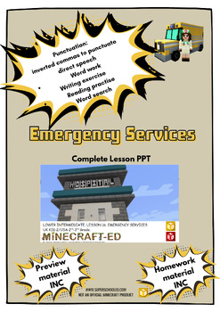 Preview of Emergency services bundle PPT lesson 7-9 years with Homework & Preview