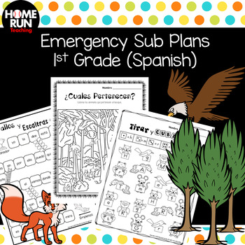 Preview of Emergency sub plans in Spanish for 1st grade (Forest Animals theme)