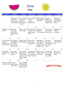 Preview of Emergent AAC Communicators 2020 Summer Calendar