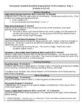 Preview of Emergent Guided Reading Lesson Plan Template