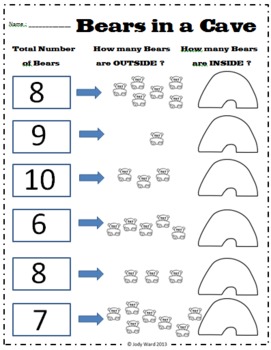 emergent number worksheets activities bears in a cave by jody ward