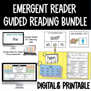 Preview of Emergent Reader Guided Reading BUNDLE (Level A-C) Digital and Printable