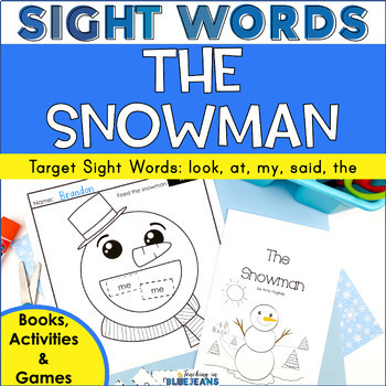 Preview of Emergent Reader Snowman Sight Word Book & Activities for K | look at my said the
