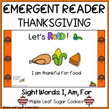 Preview of Emergent Reader - Thanksgiving - Sight Words - DIGITAL VERSION!!! Google Slides