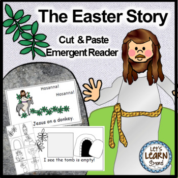 Preview of The Easter Story Emergent Reader Cut & Paste Free (Religious)