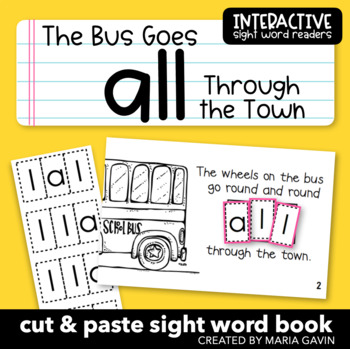 Preview of Emergent Reader for Sight Word ALL: "The Bus Goes ALL Through the Town" Book