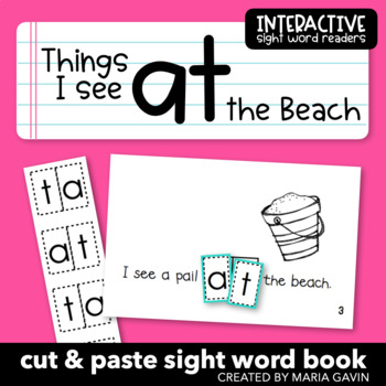Preview of Emergent Reader for Sight Word AT: "Things I See at the Beach" Sight Word Book