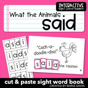 Preview of Emergent Reader for Sight Word SAID: "What the Animals Said" Sight Word Book