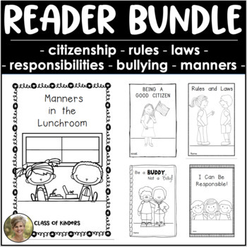 Preview of Social Studies Readers: Rules Laws Manners Citizenship Bullying for Kinder & 1s