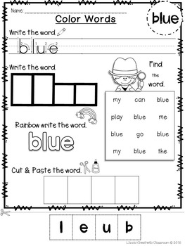 Emergent Readers: Color Words BLUE by Chalkboard Superhero | TPT