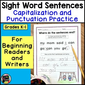 Preview of SIGHT WORD SENTENCES Punctuation and Capitalization for Emergent Readers