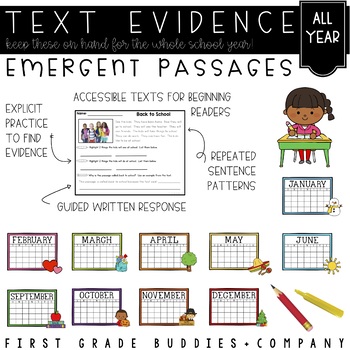 Monthly Text Evidence Reading Passages with Comprehension Questions Bundle