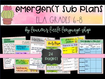 Preview of Emgergency Sub Plan Grades 6-8