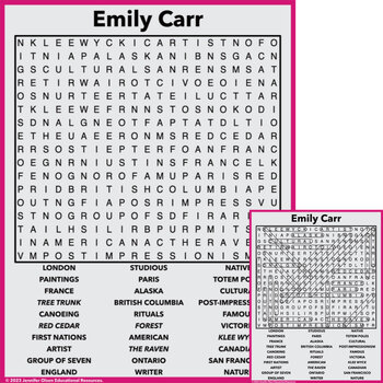 Preview of Emily Carr Word Search